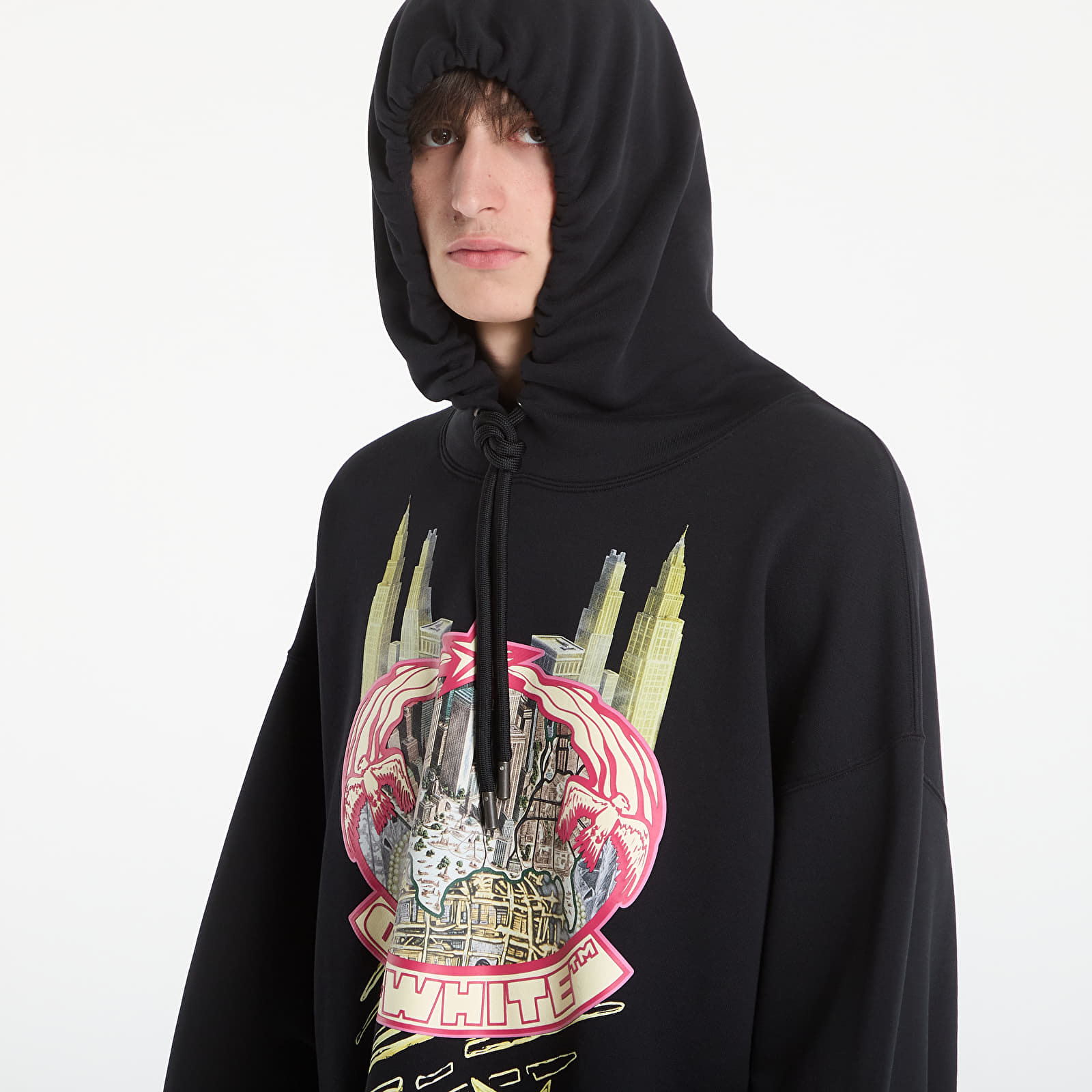 Vyriški džemperiai su gobtuvais Off-White Big Frame Wrld Loose Hoodie Black