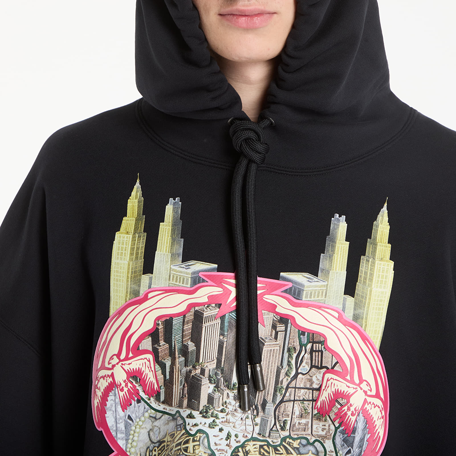 Vyriški džemperiai su gobtuvais Off-White Big Frame Wrld Loose Hoodie Black