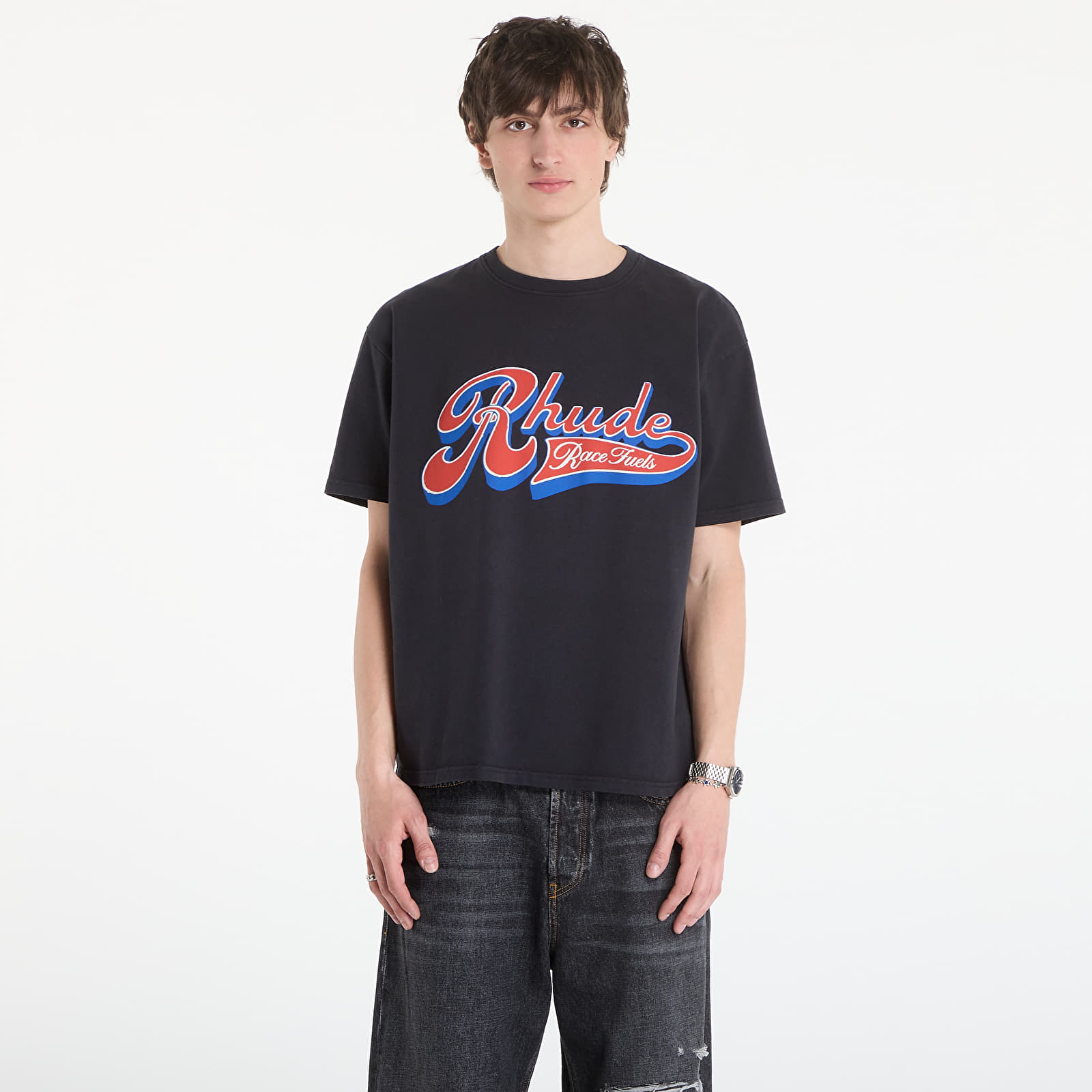 Camisetas de hombre Rhude Pit Stop Tee Vintage Black/ Red/ Blue
