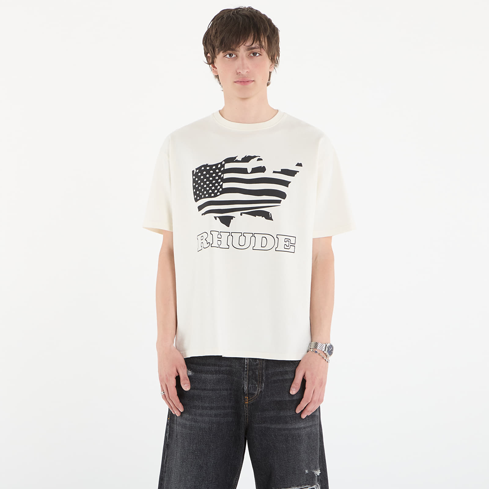 Camisetas de hombre Rhude Banner Tee Vintage White/ Black