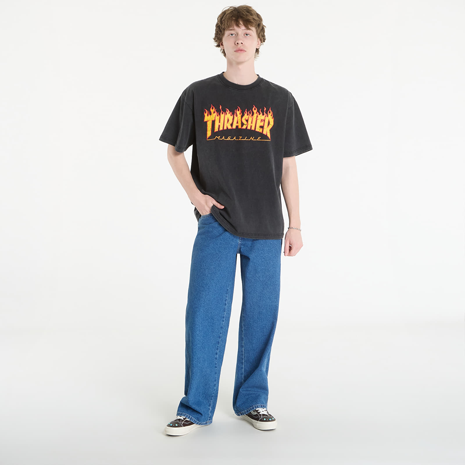 Majice i košulje Thrasher Flame Vintage T-Shirt Black