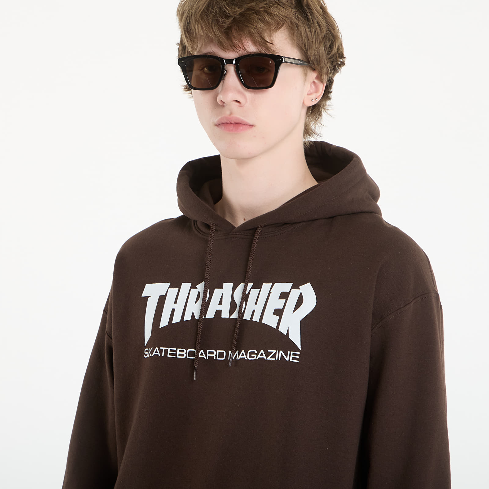 Регланы и толстовки Thrasher Skate Mag Hood Dark Chocolate/ White