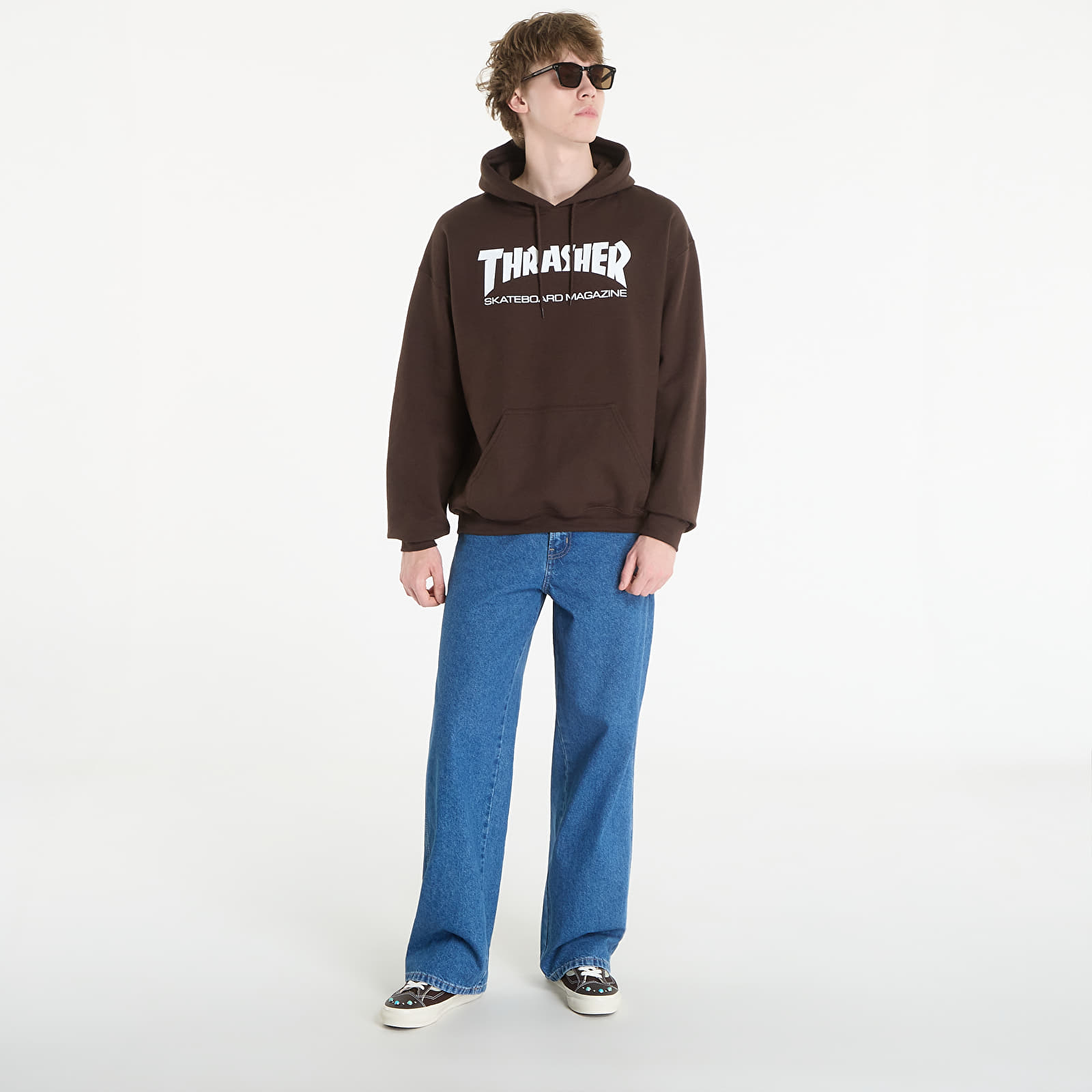 Регланы и толстовки Thrasher Skate Mag Hood Dark Chocolate/ White