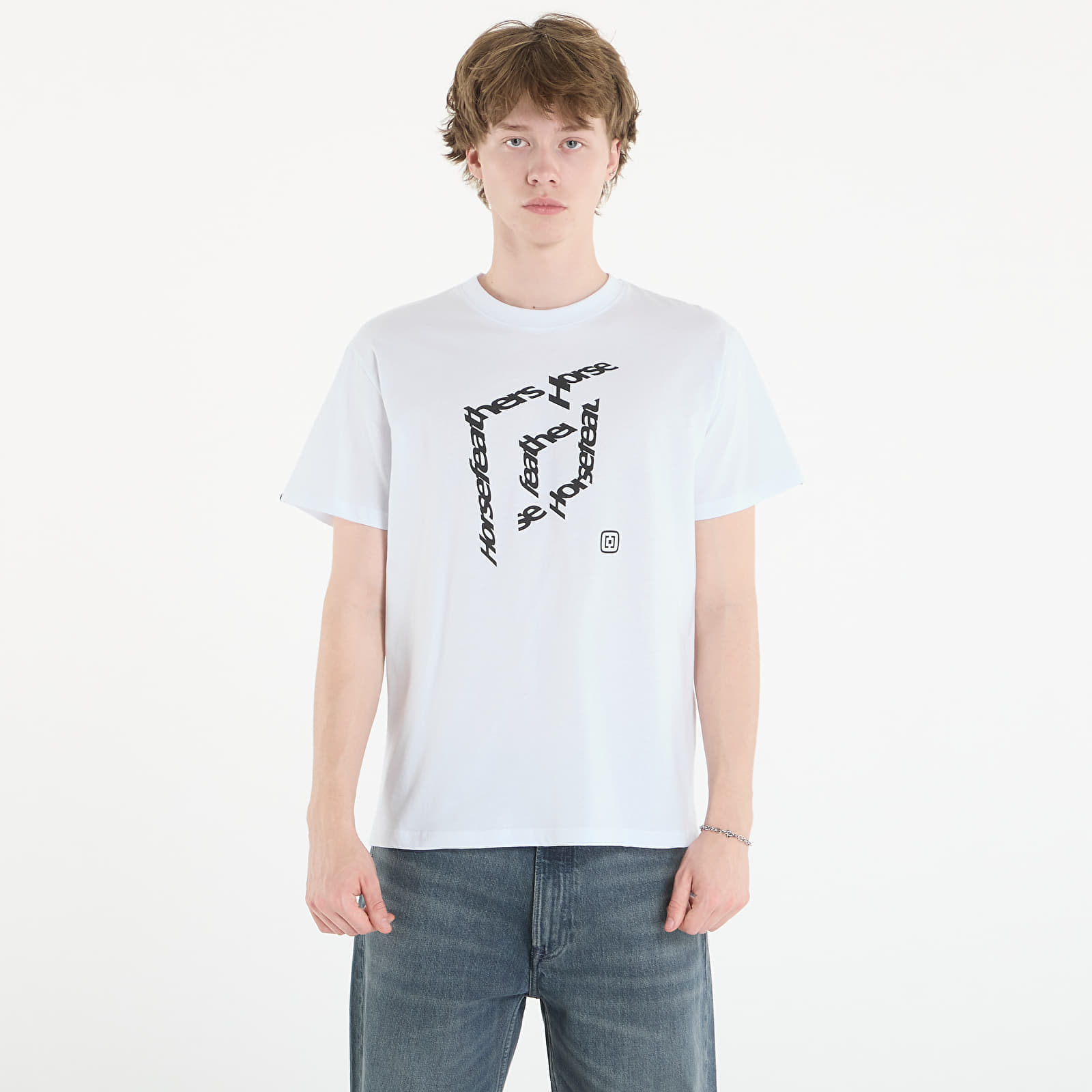 Тениска Horsefeathers Cube T-Shirt White XXL