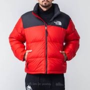 Red and black north shop face nuptse jacket