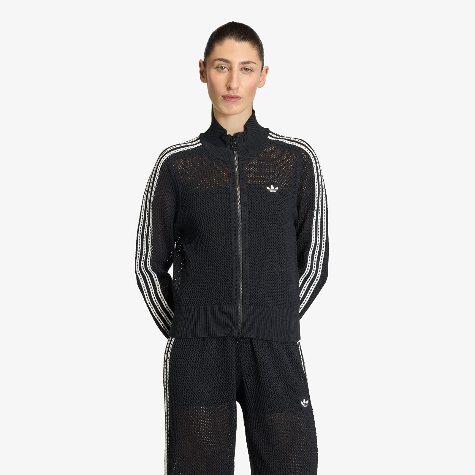 Sweats à capuche femme adidas Knitted Crochet Firebird Track Top Black