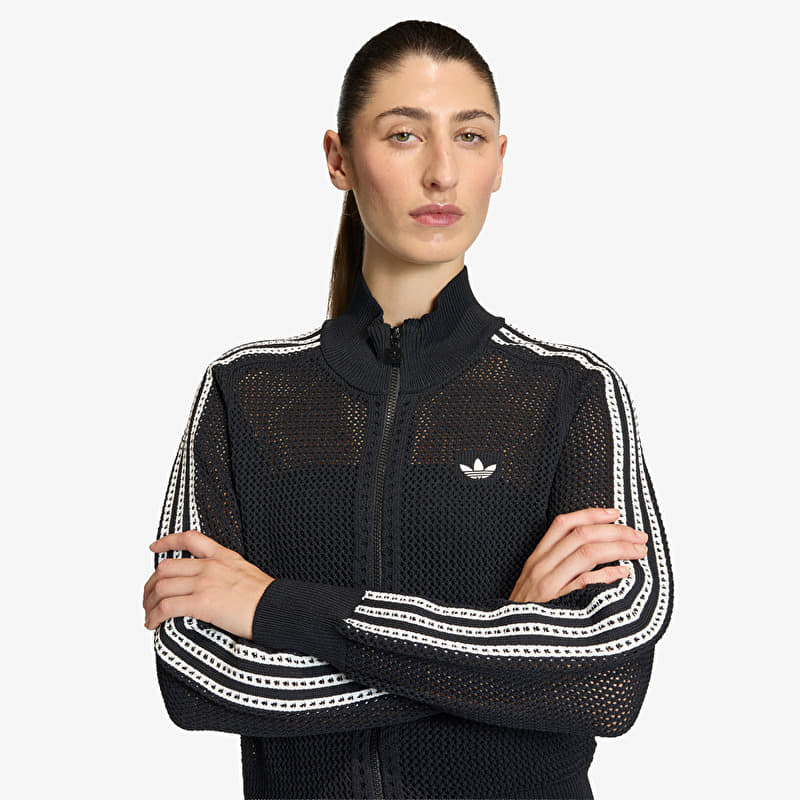 あみ adidas Knitted Crochet Firebird Track Top Black | Footshop
