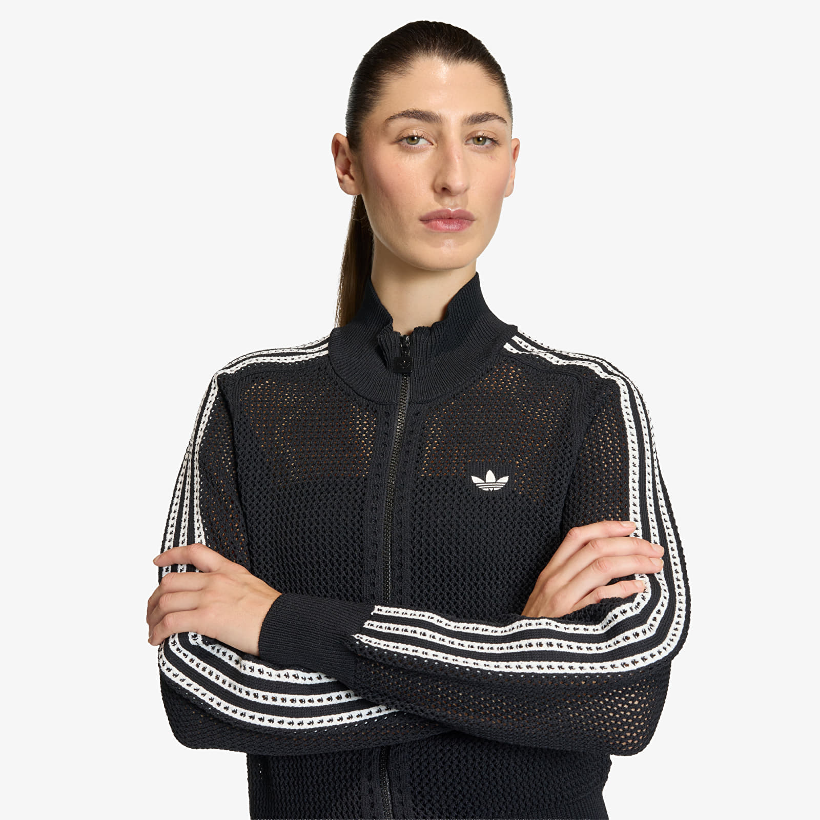 Sweats à capuche femme adidas Knitted Crochet Firebird Track Top Black