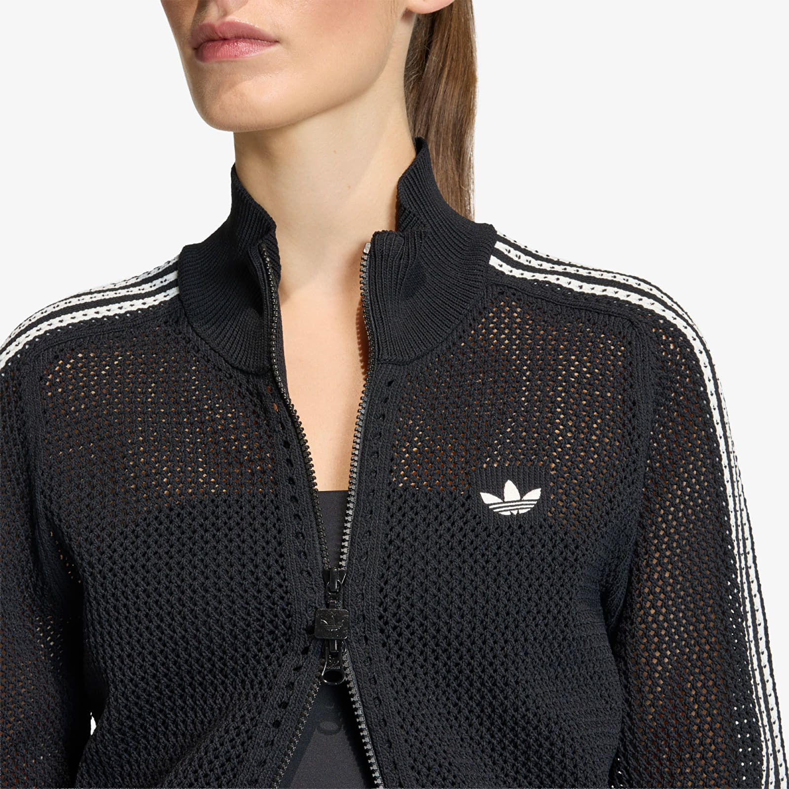 Sweats à capuche femme adidas Knitted Crochet Firebird Track Top Black