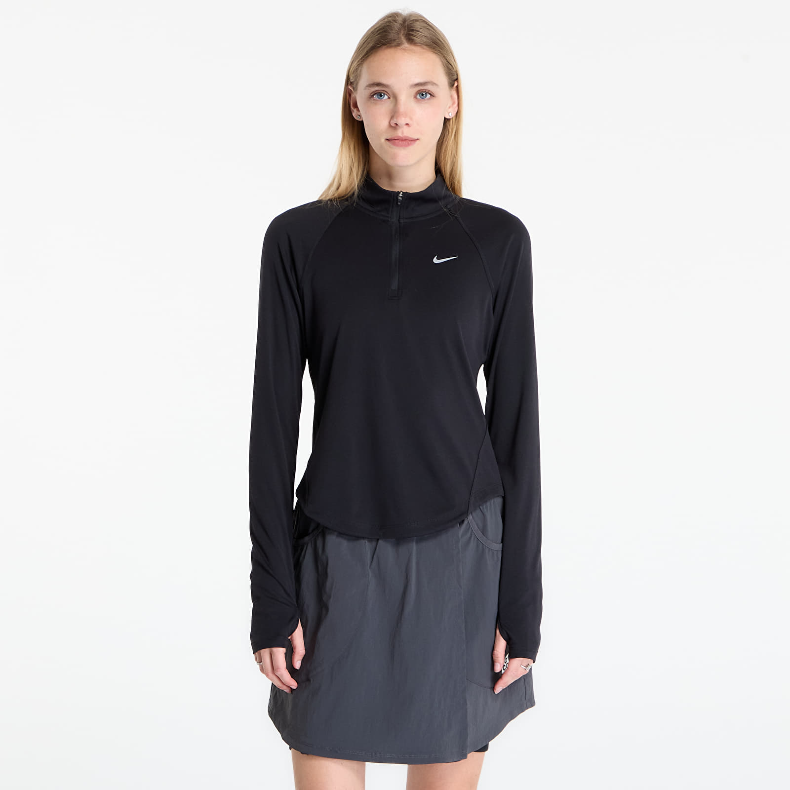 Trička Nike Tempo Women's Dri-FIT 1/4-Zip Running Top Black/ Reflective Silv