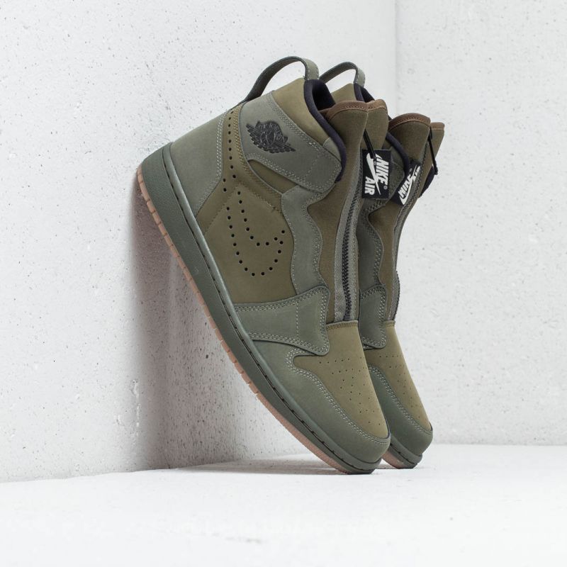 Air Jordan 1 High Zip Olive Canvas/ Black | Footshop