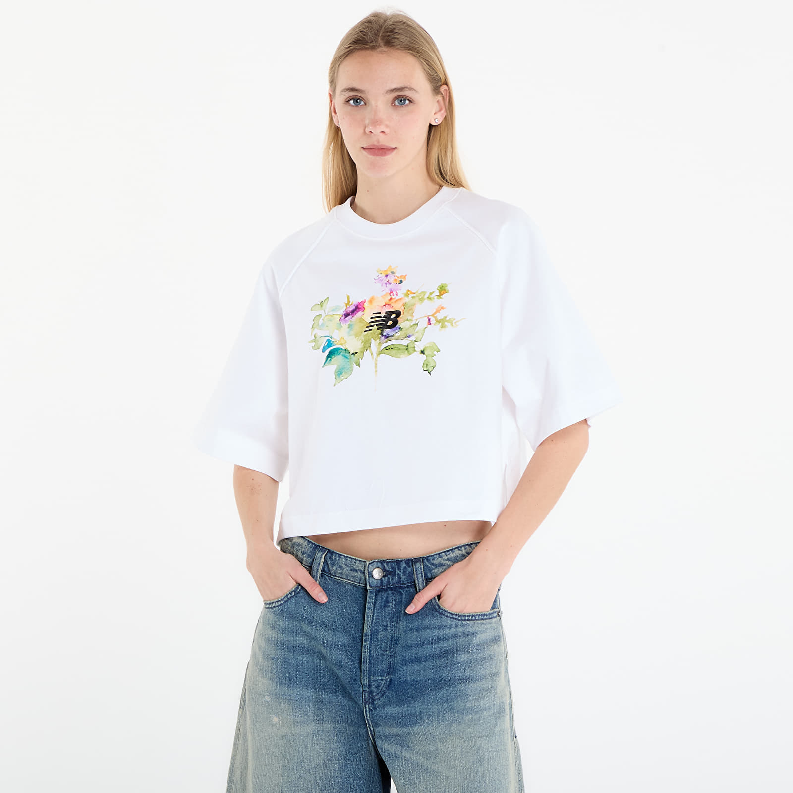 Тениска New Balance Watercolor Multi Boxy T-Shirt White S