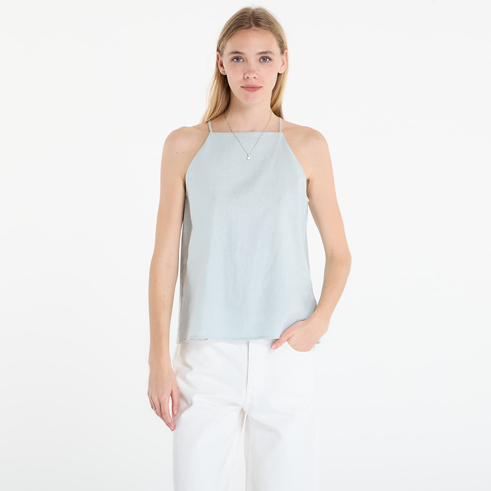 Toppe til kvinder Calvin Klein Jeans Linen Sl Fashion Top Green
