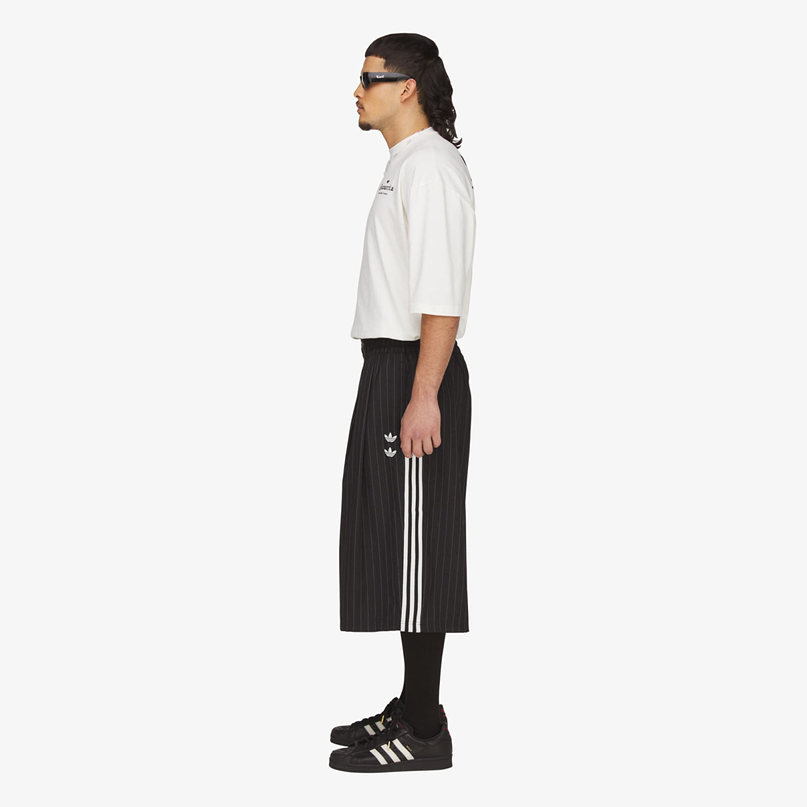 Kurzhosen adidas x Willy Chavarria Pinstripe Long Short Black/ White