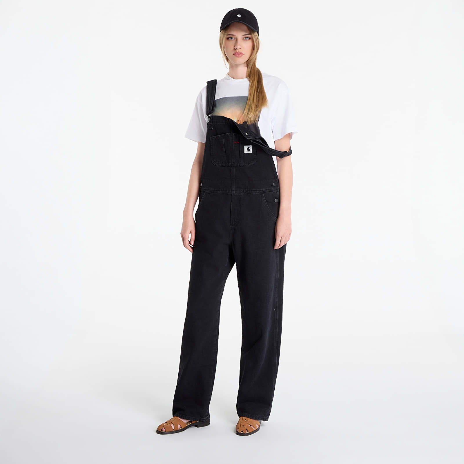 Jeans för kvinnor Carhartt WIP W' Bib Overall Straight Black Stone Washed