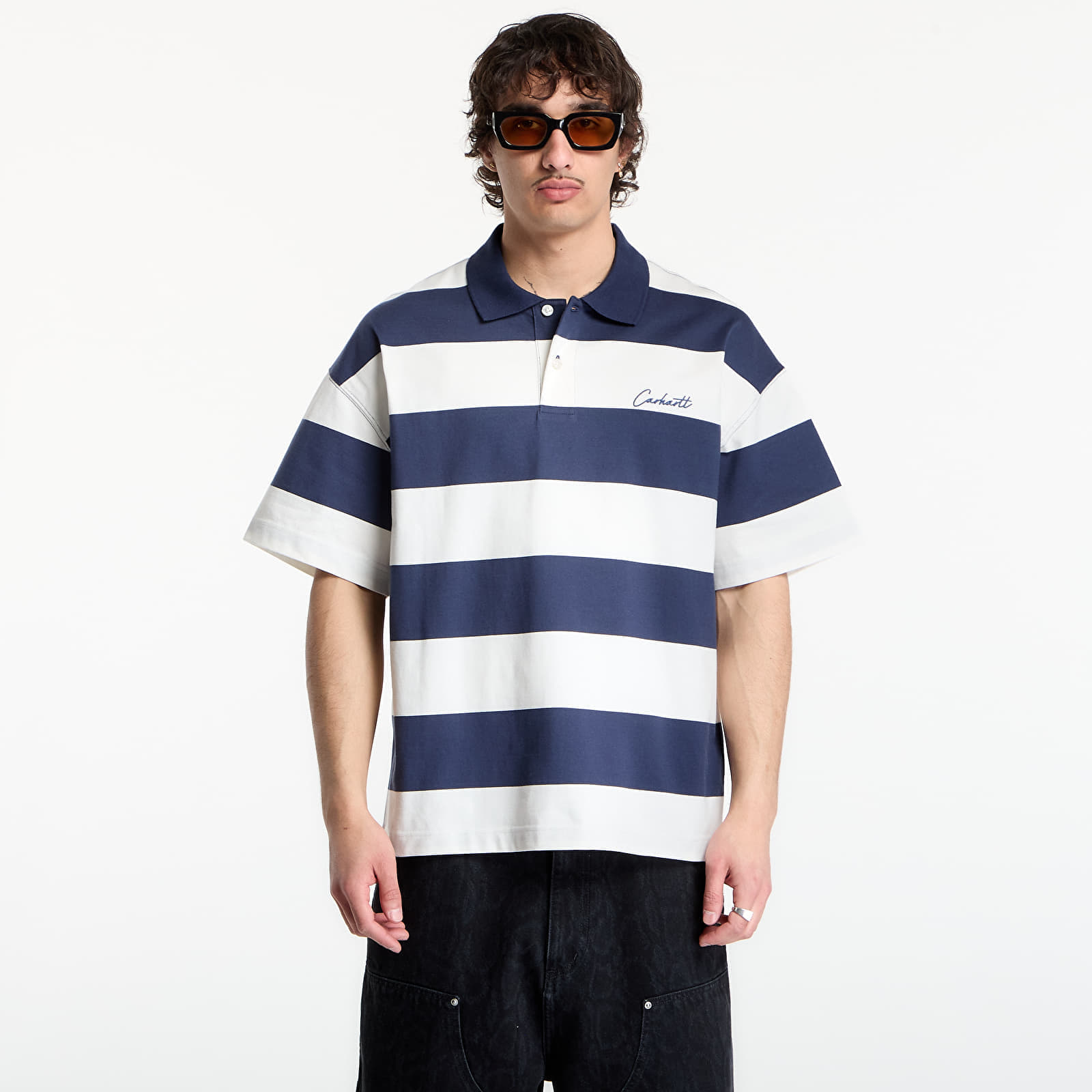 Тениска Carhartt WIP S/S Delray Polo UNISEX Delray Stripe/ Blue L