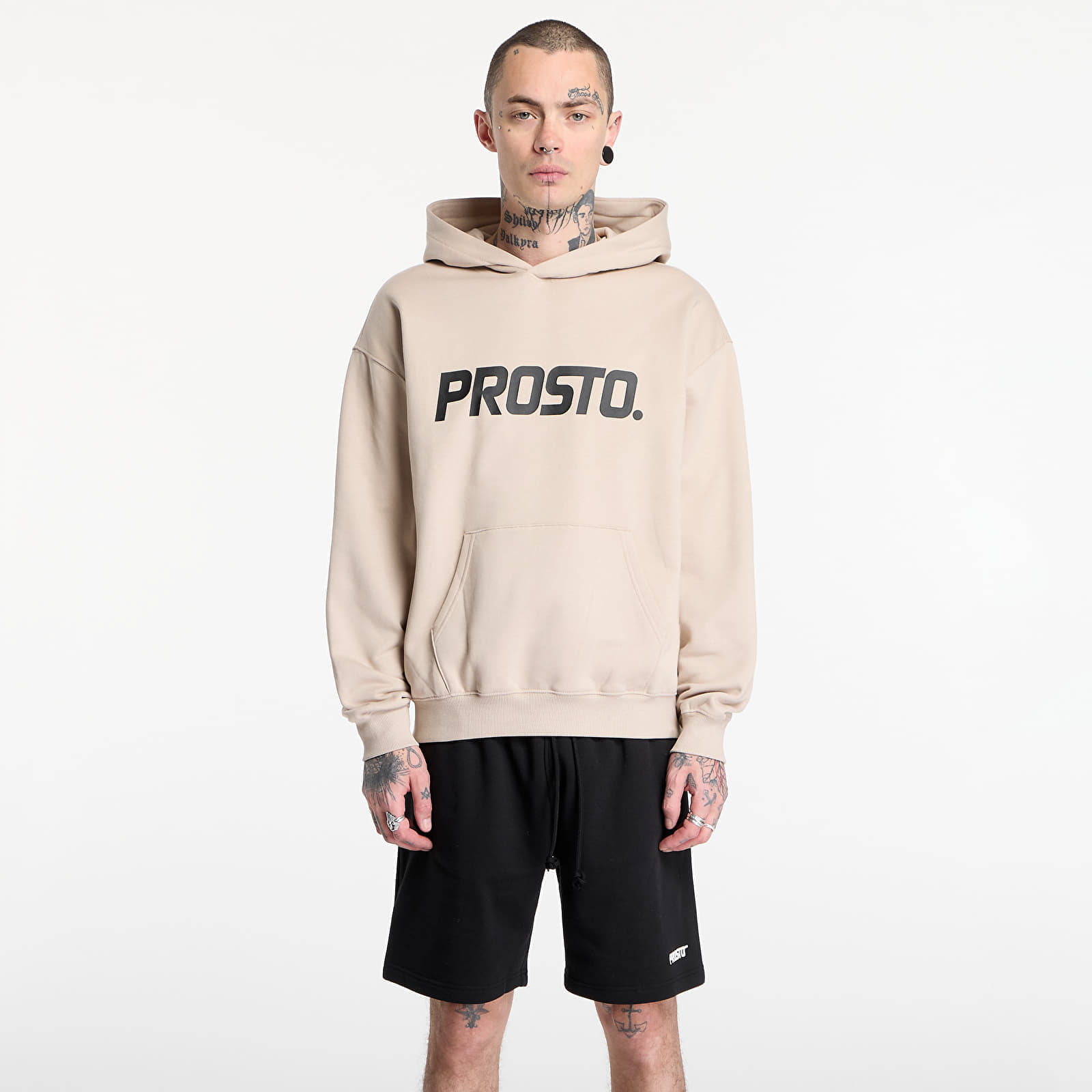 Felpa Prosto Hoodie Big Log Beige