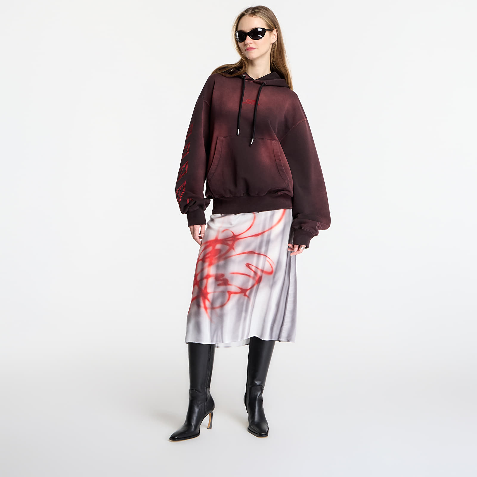 Mężczyźni Off-White x AC Milan Regular Hoodie UNISEX Black/ Red