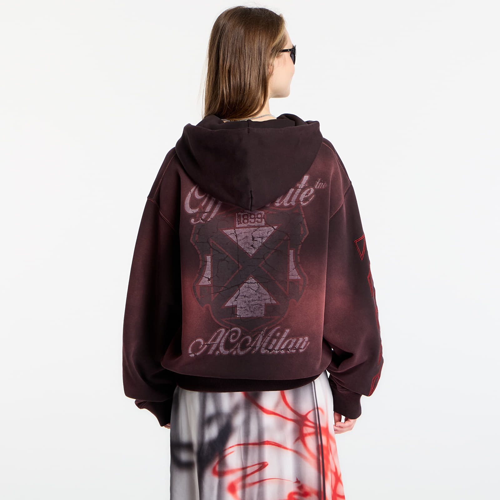 Mężczyźni Off-White x AC Milan Regular Hoodie UNISEX Black/ Red