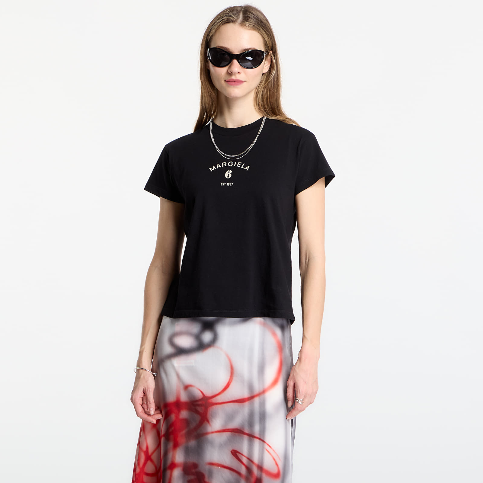 T-krekli MM6 Signature Jersey T-Shirt Black