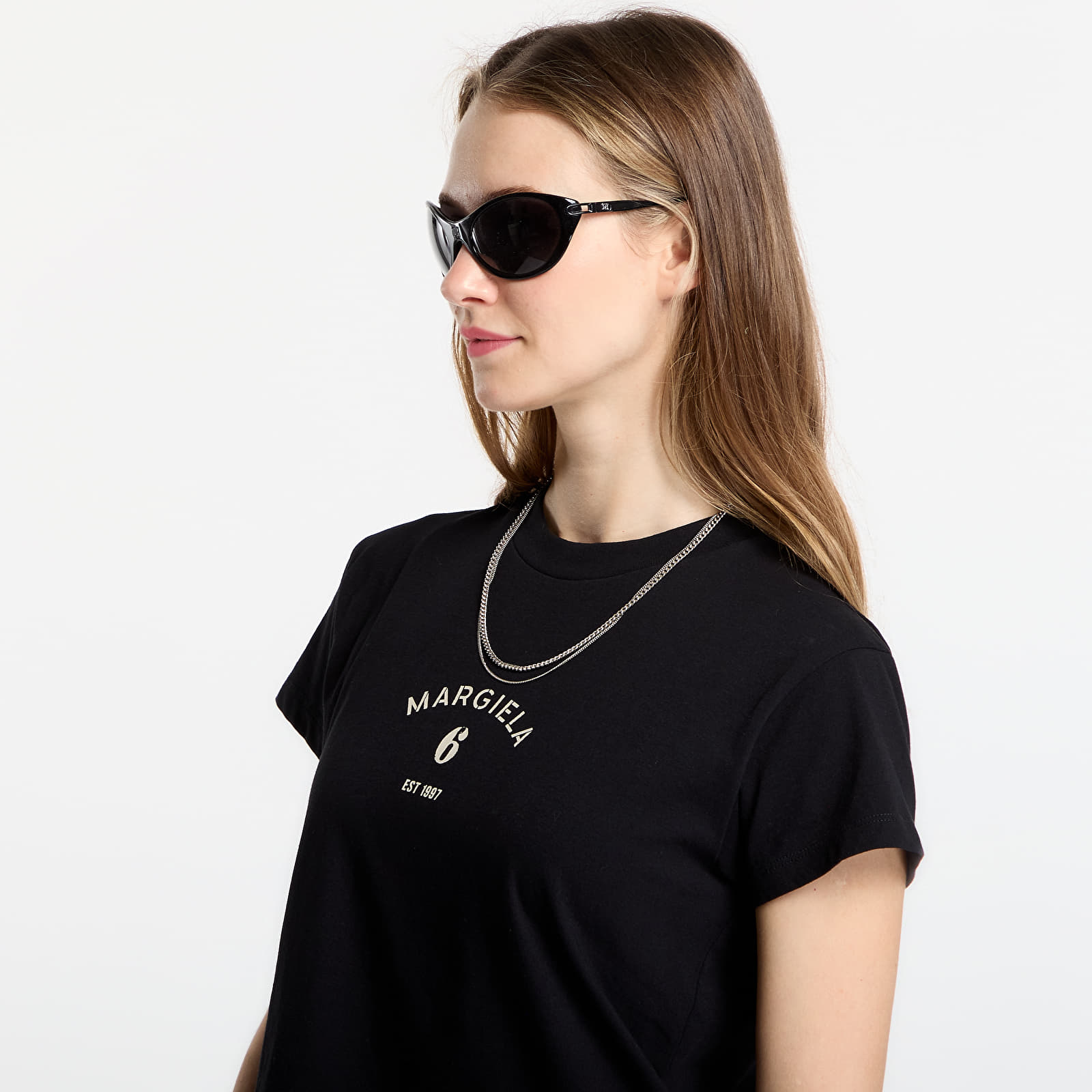 T-krekli MM6 Signature Jersey T-Shirt Black