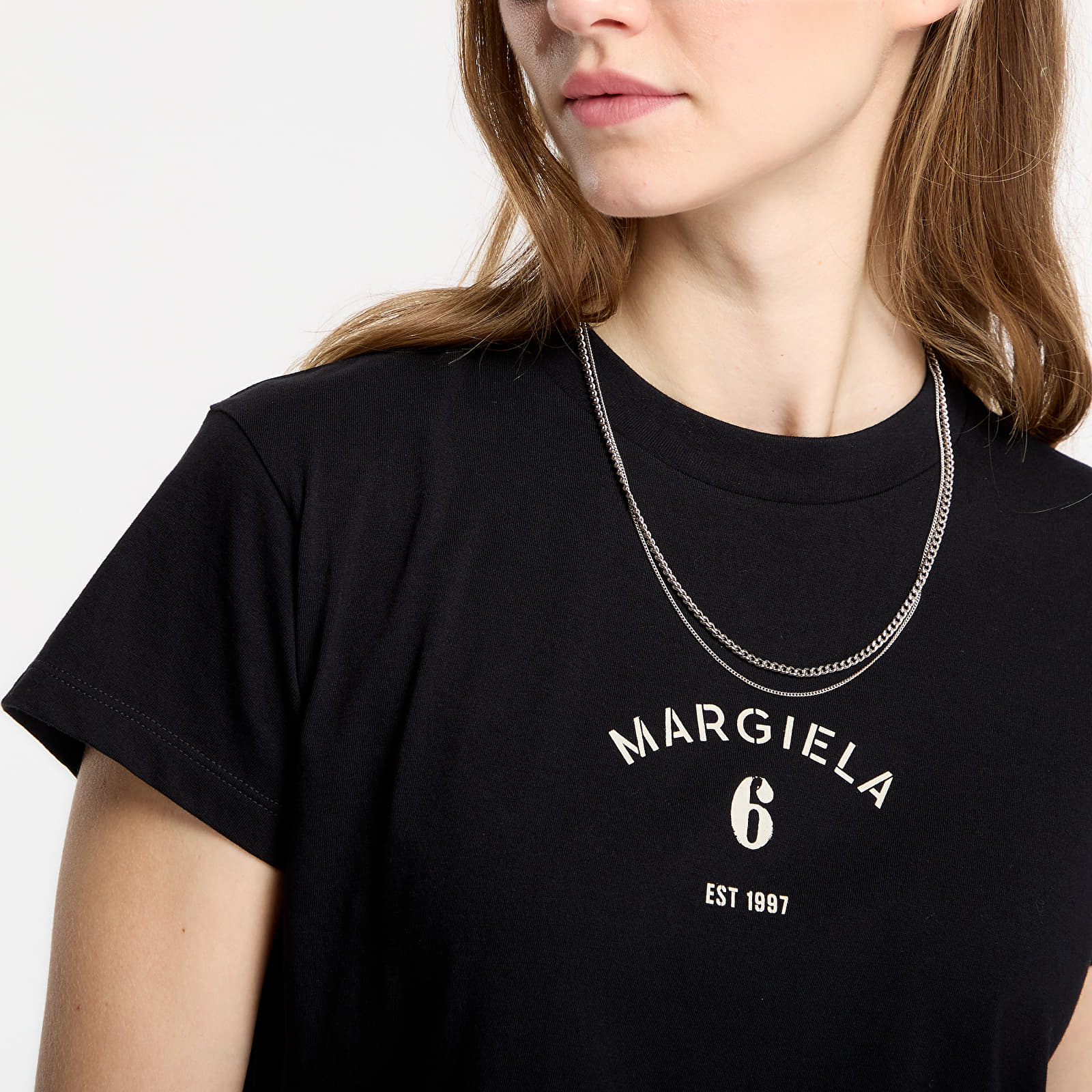 T-krekli MM6 Signature Jersey T-Shirt Black