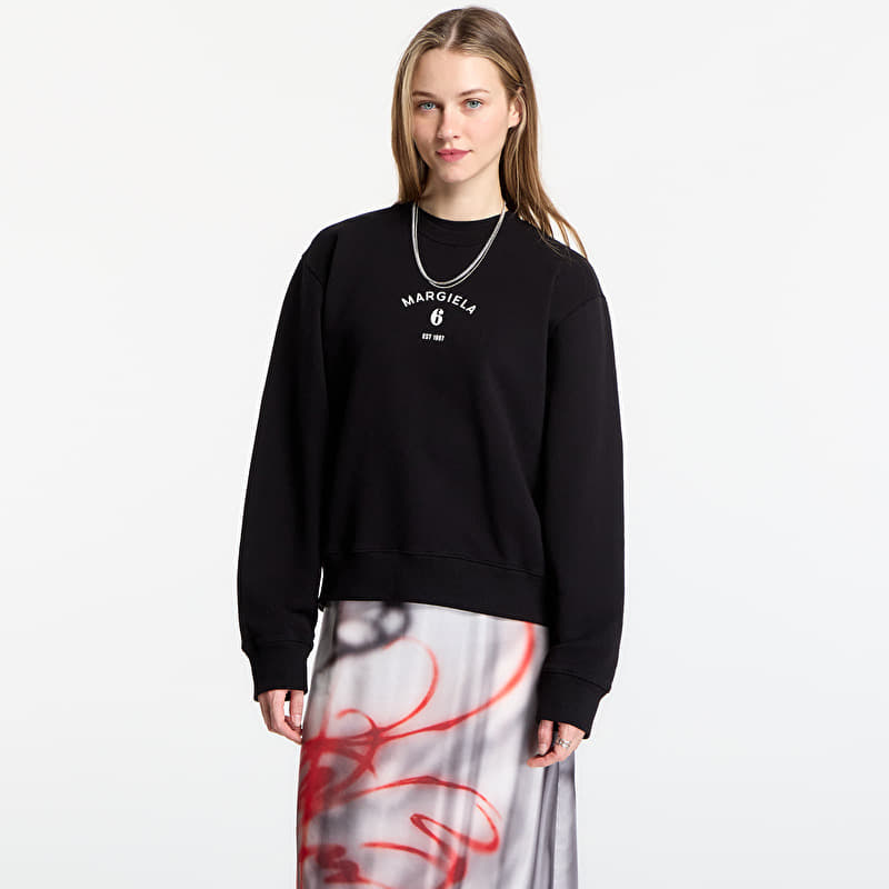 Kampsun MM6 Signature Jersey Sweatshirt Black
