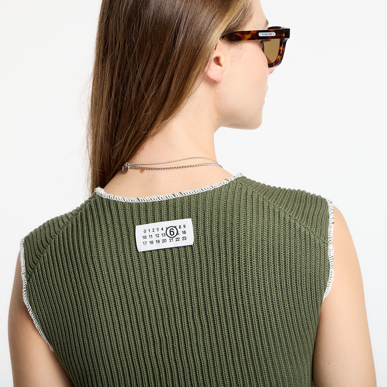 Tank Tops MM6 Ribbed Knit Sleeveless Top Khaki