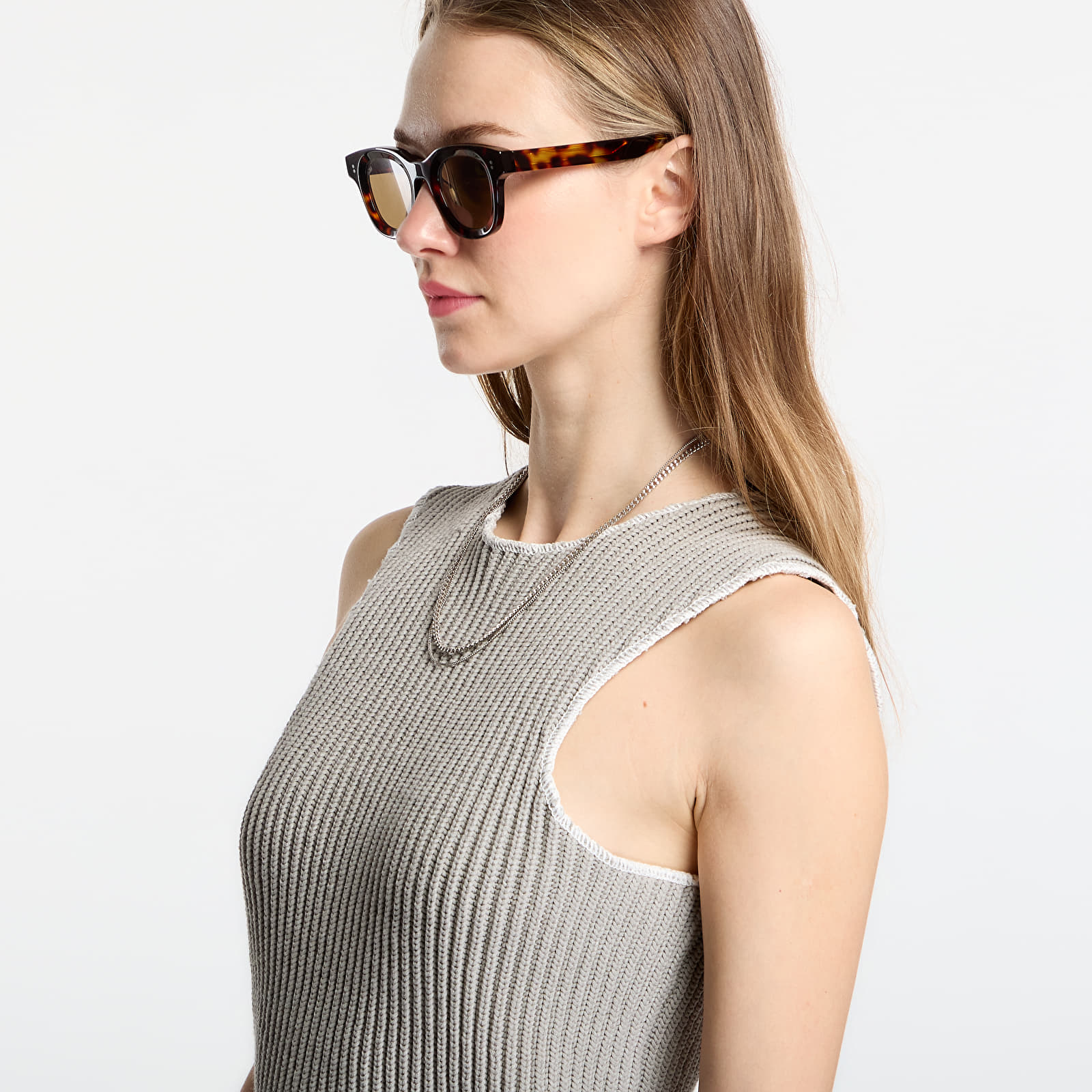 Tank Tops MM6 Ribbed Knit Sleeveless Top Grey
