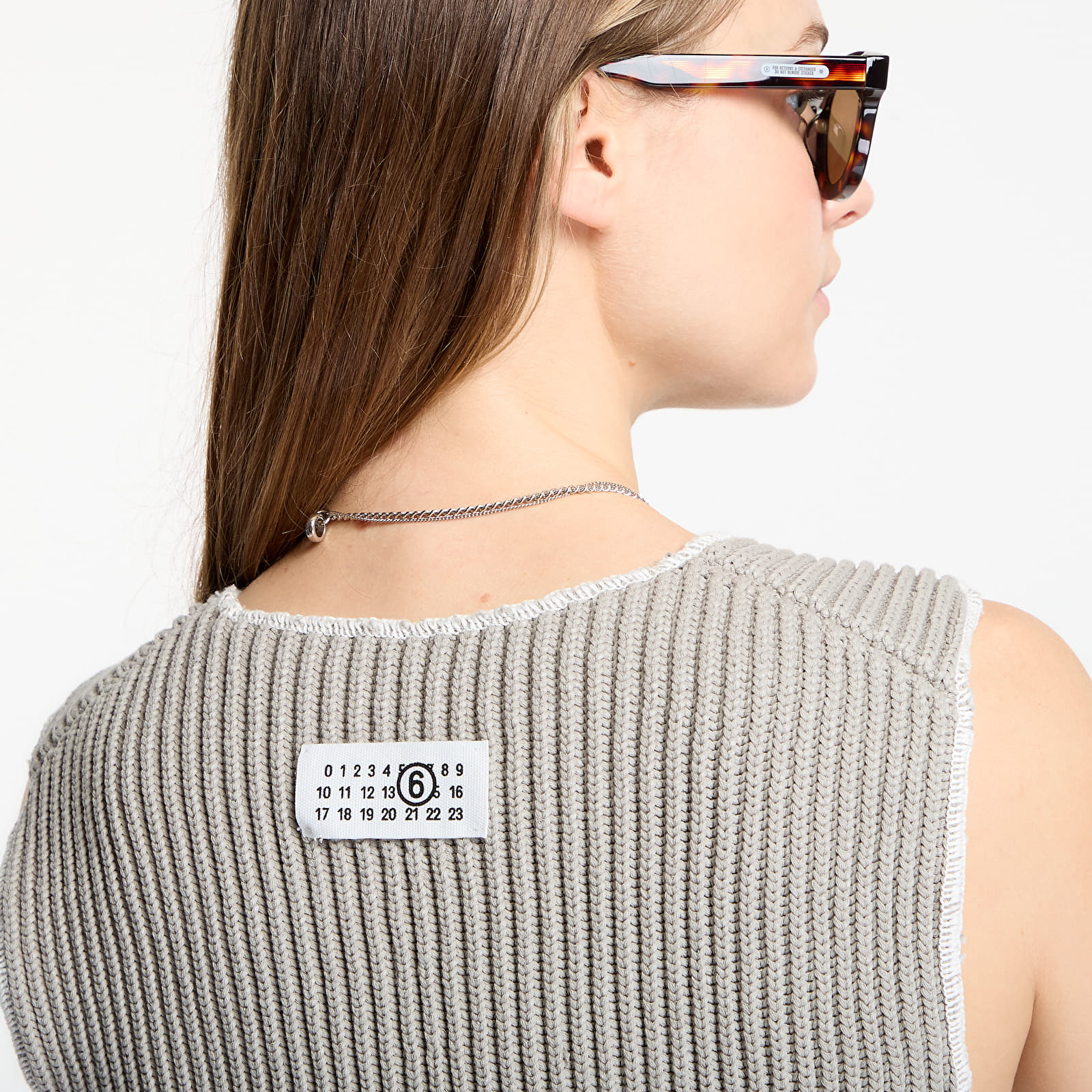 Tank Tops MM6 Ribbed Knit Sleeveless Top Grey