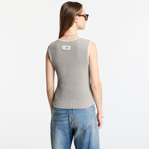 Tank Tops MM6 Ribbed Knit Sleeveless Top Grey (S62NC0180M13312817