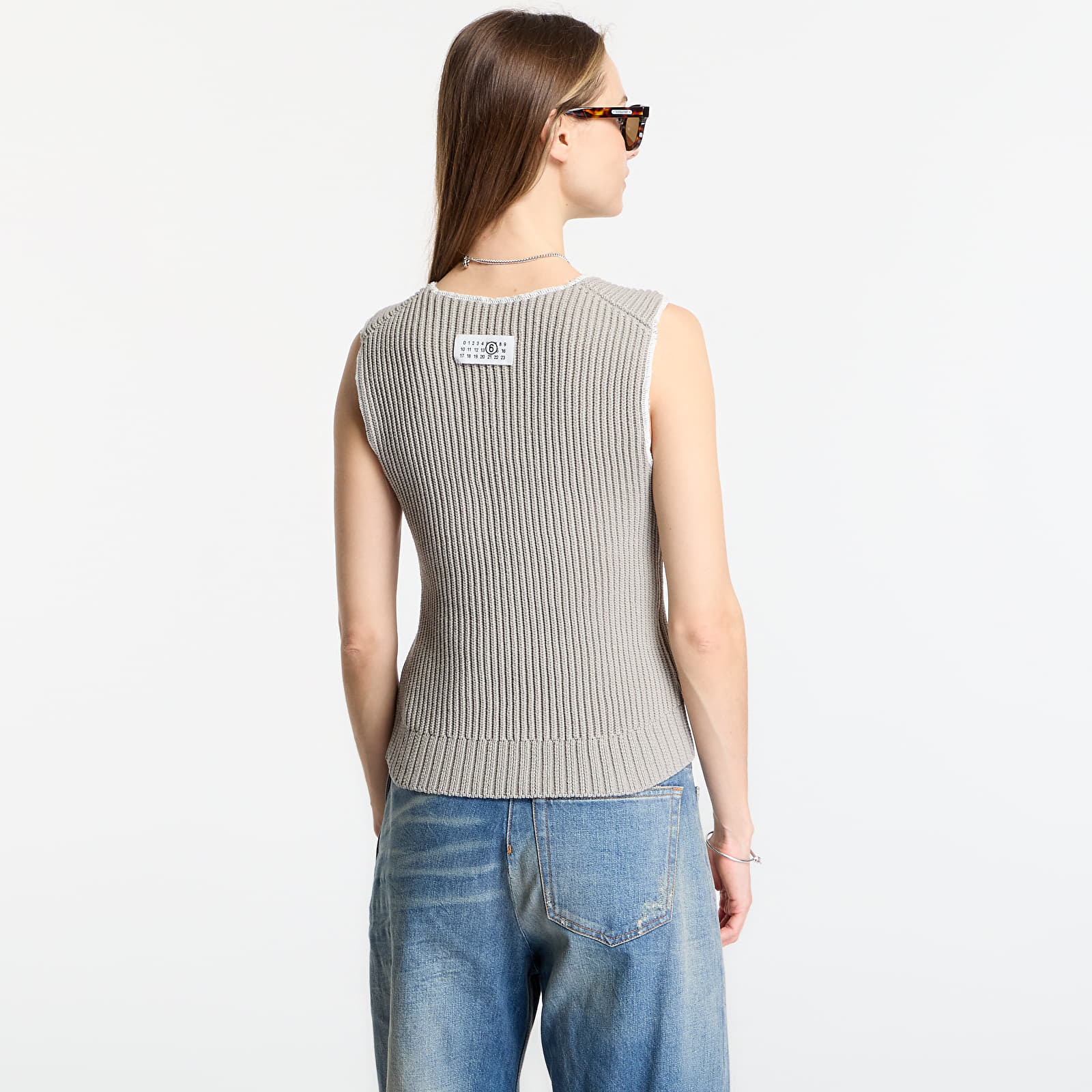 Tank Tops MM6 Ribbed Knit Sleeveless Top Grey
