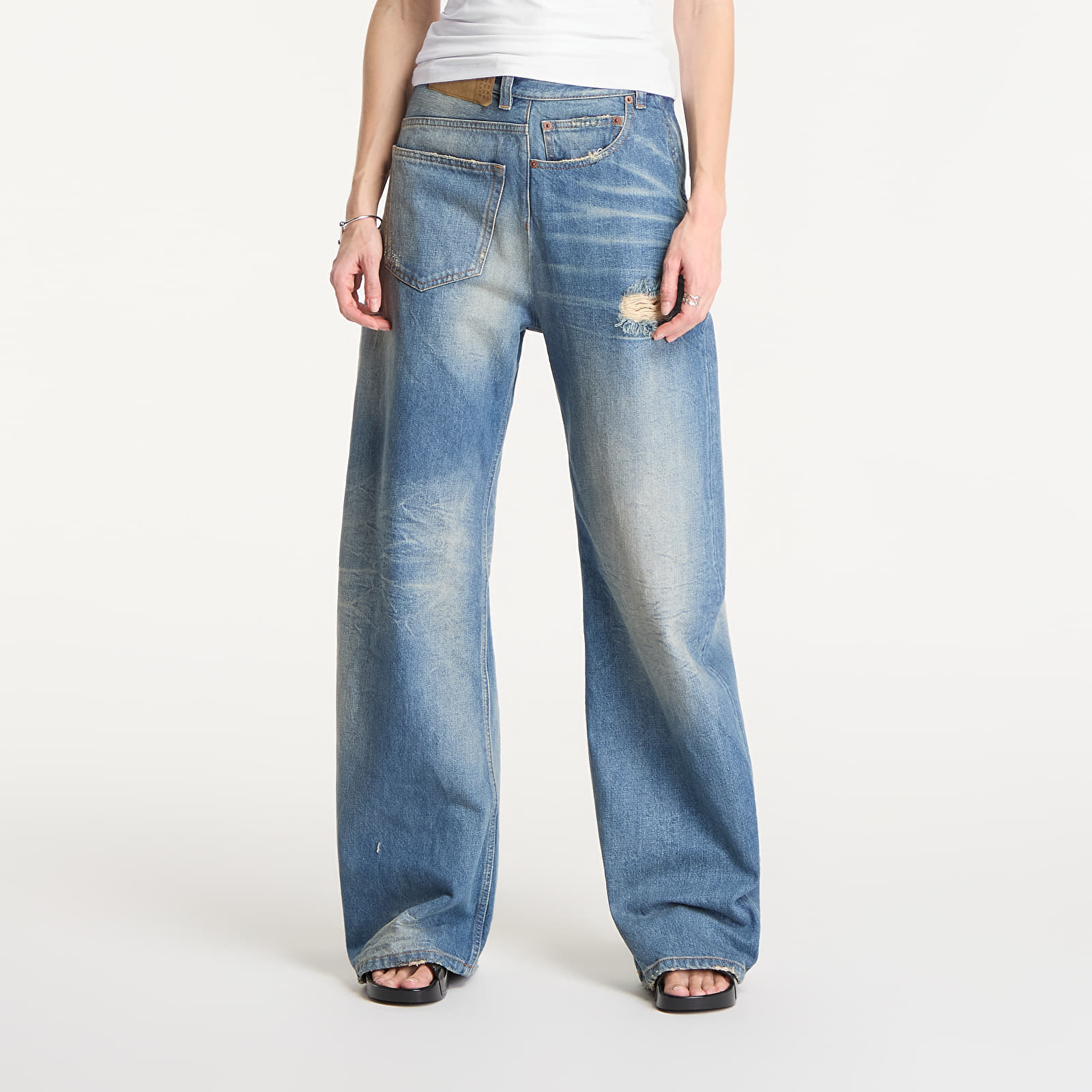 Jeans MM6 Twist Wide Leg Jeans Dark Grey Melange/ Brown