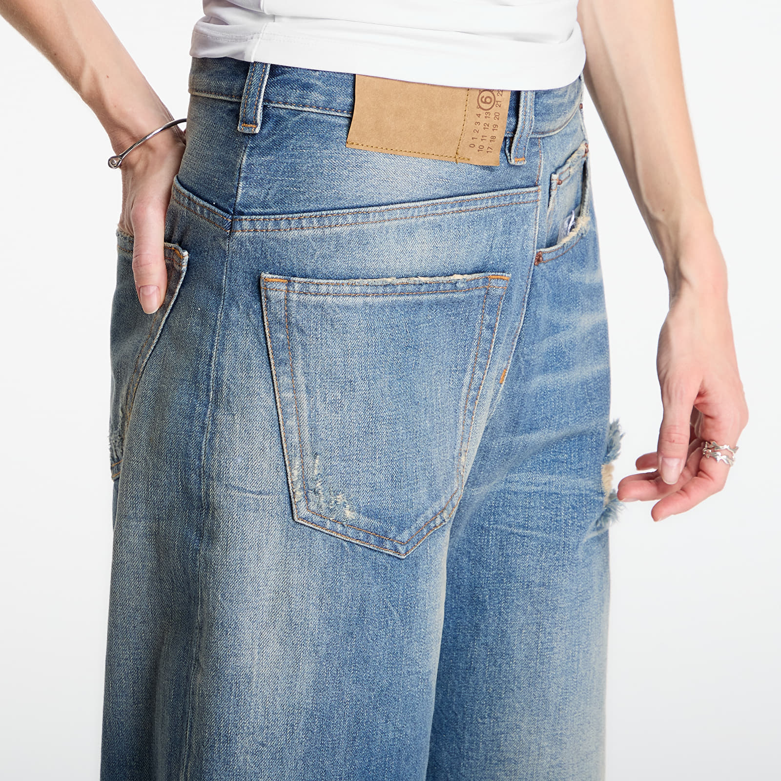 Jeans MM6 Twist Wide Leg Jeans Dark Grey Melange/ Brown