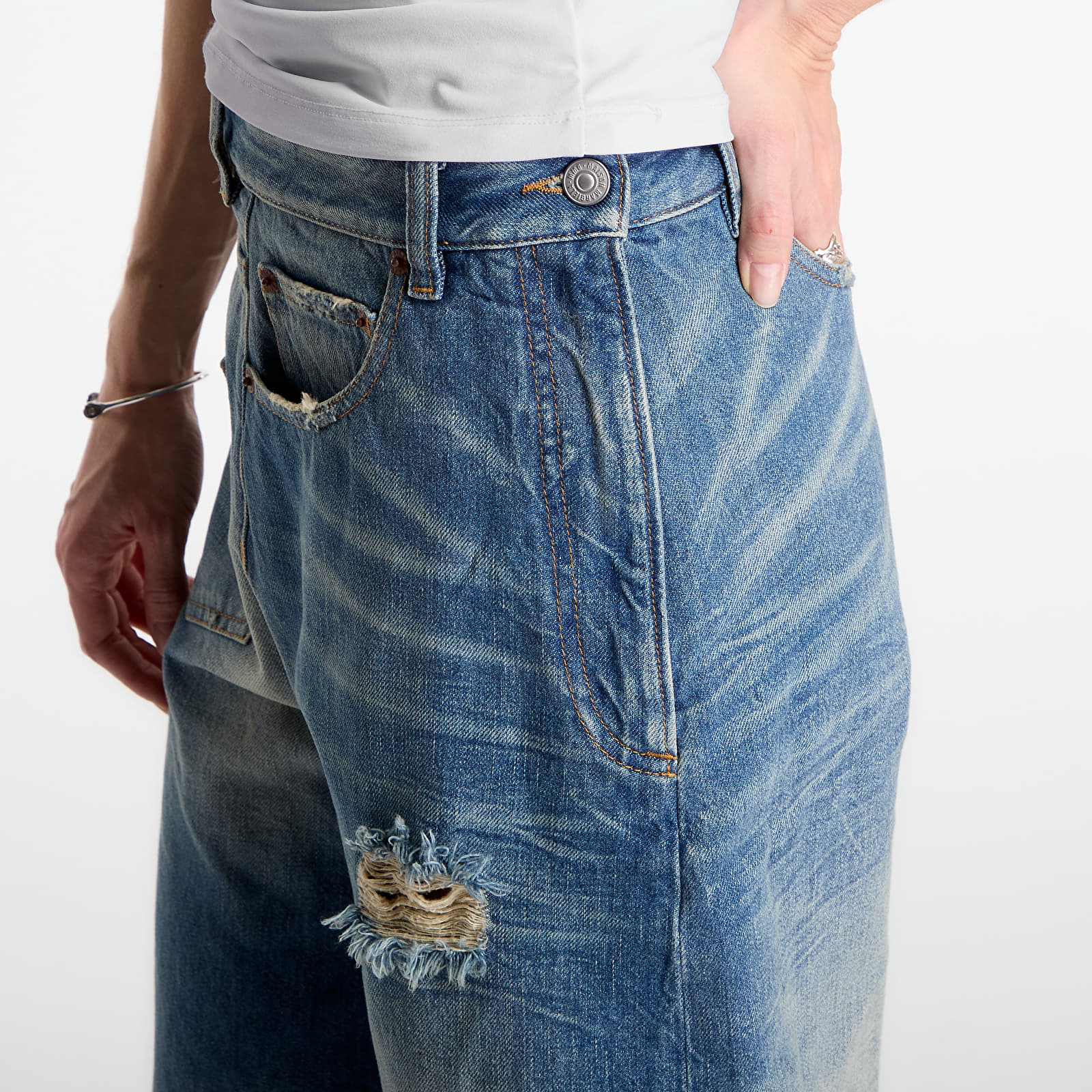 Jeans MM6 Twist Wide Leg Jeans Dark Grey Melange/ Brown