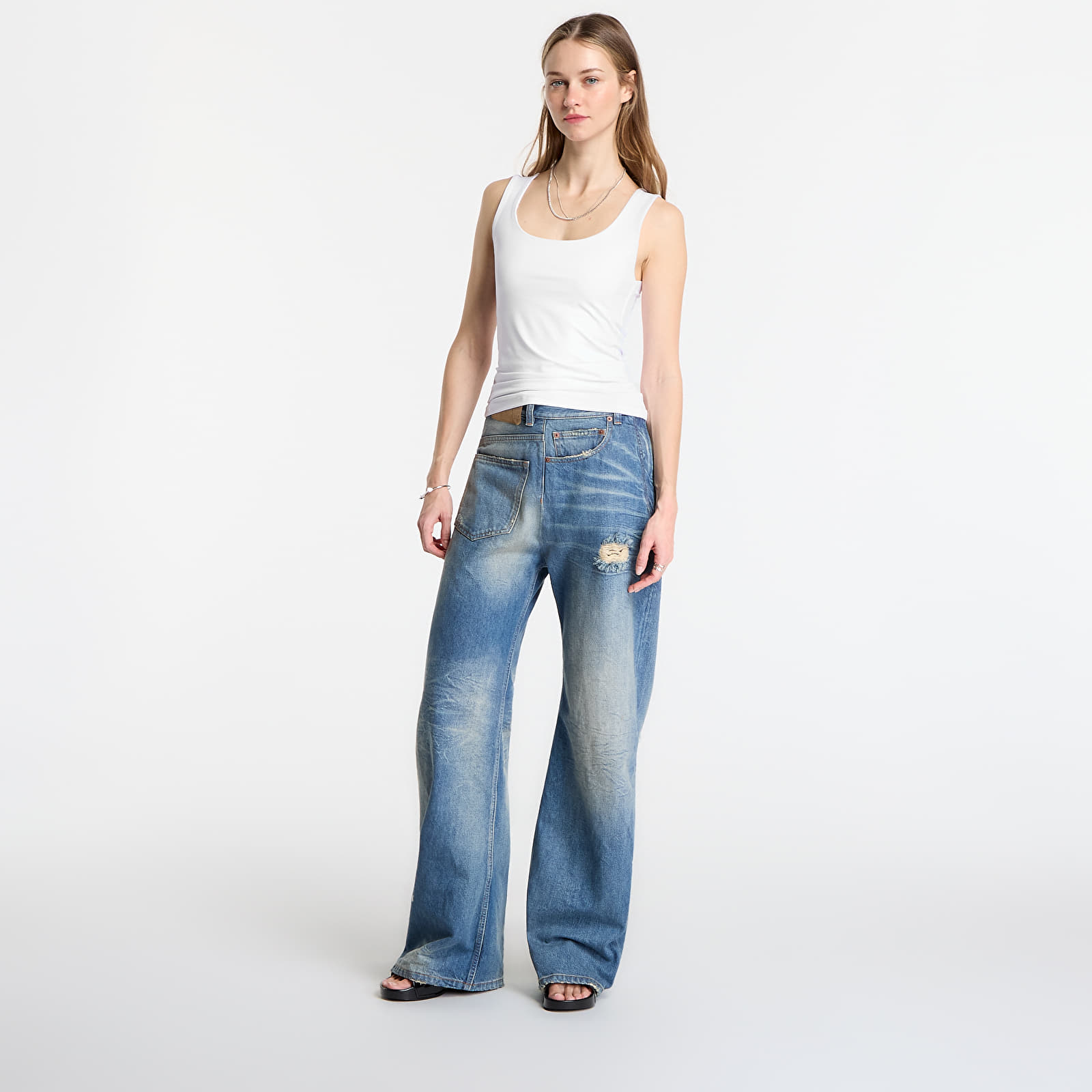 Jeans MM6 Twist Wide Leg Jeans Dark Grey Melange/ Brown