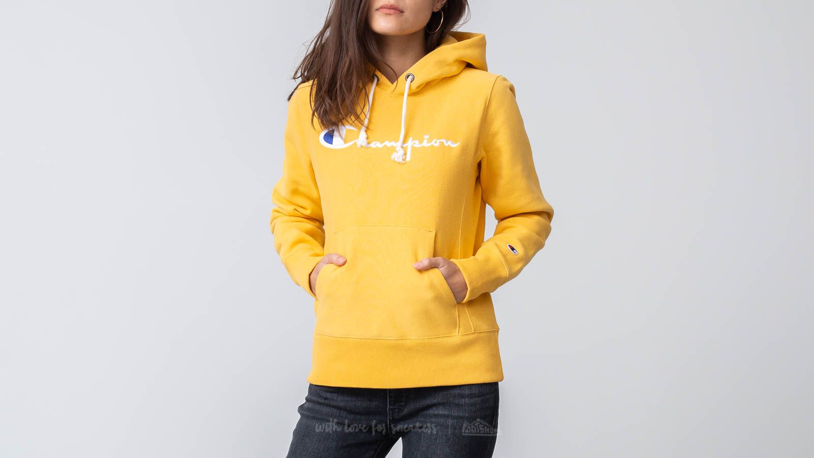 Mikinas ar kapuci un sporta krekli Champion Reverse Weave Hoodie Yellow