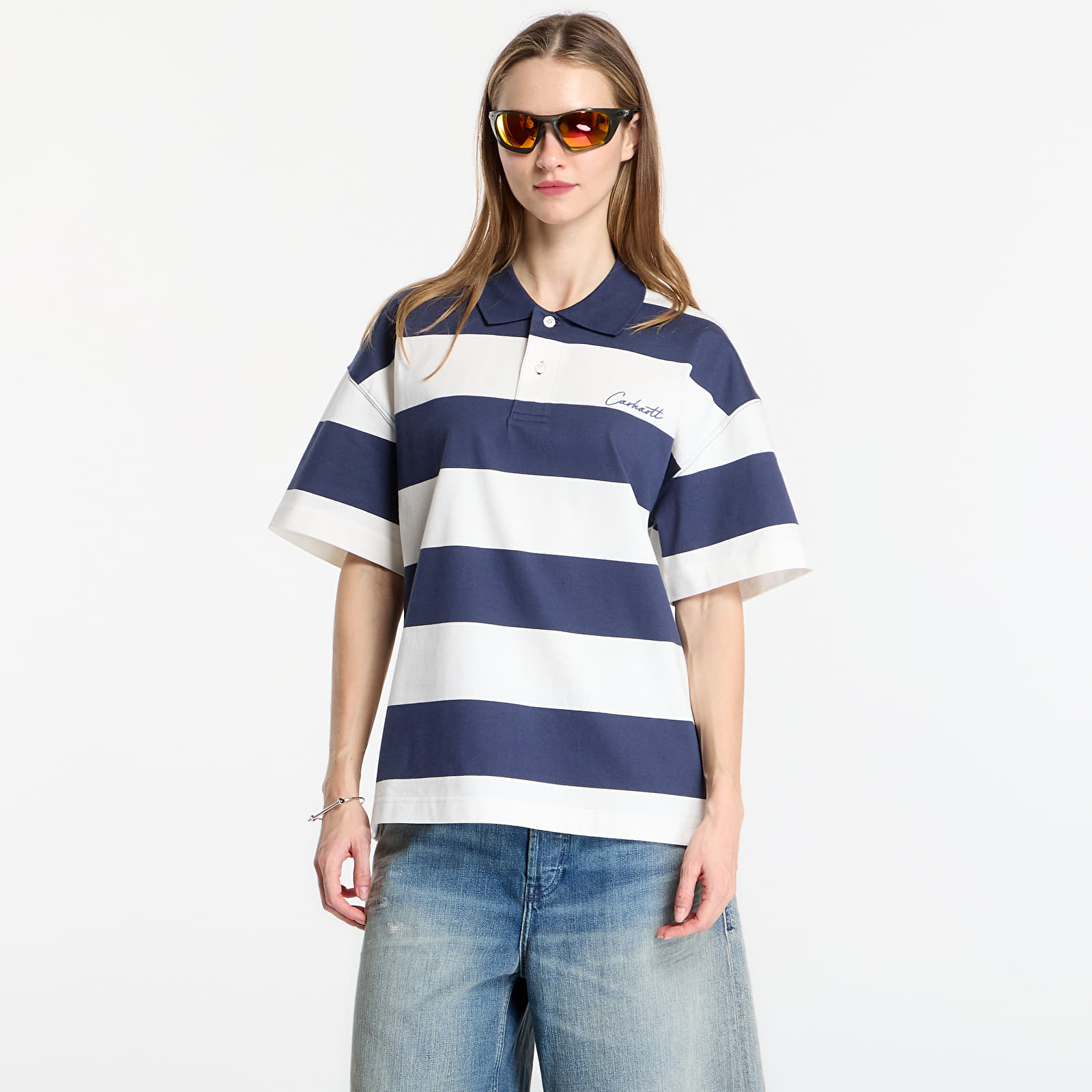 Majice i košulje Carhartt WIP S/S Delray Polo UNISEX Delray Stripe/ Blue