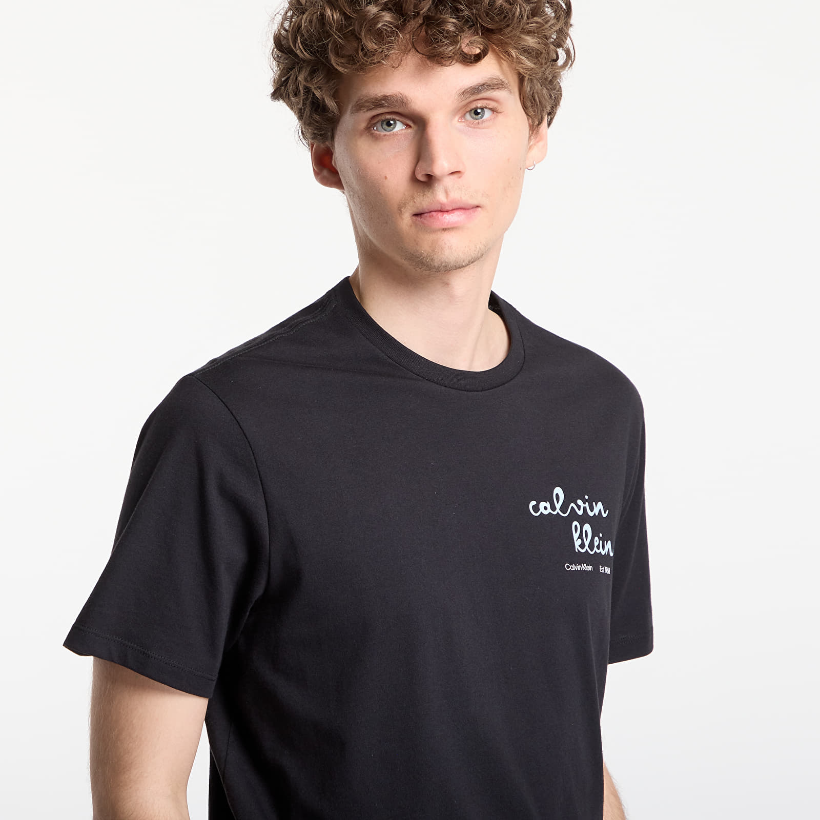 Miesten T-paidat Calvin Klein Jeans Ss 30S Eu Ck Trvl Lines Seasonal Tee Black