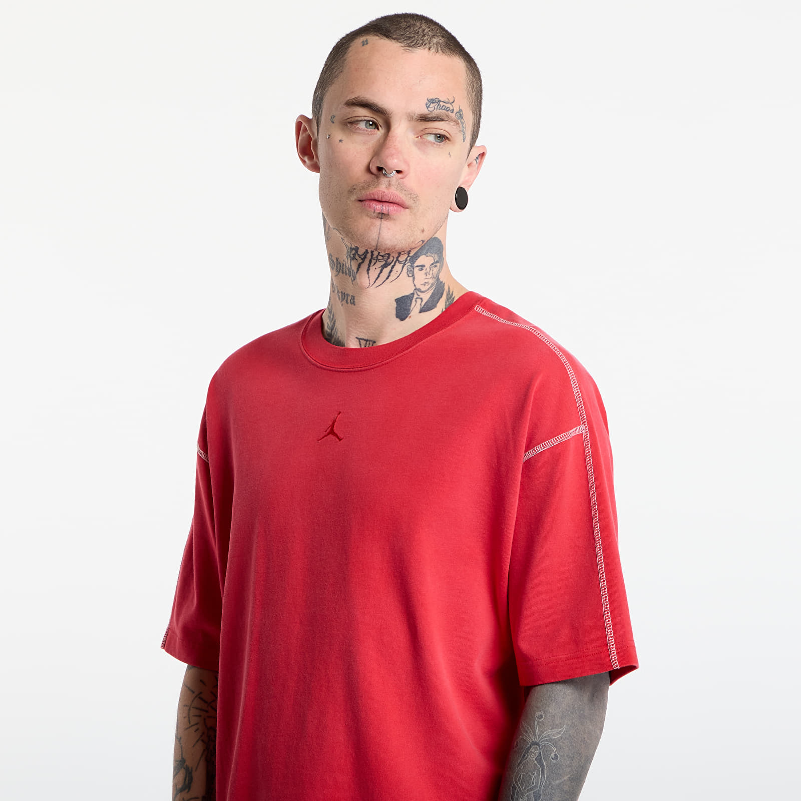 Tričká Jordan Flight Men's Heavyweight Short-Sleeve Top University Red/ Sail/ University Red