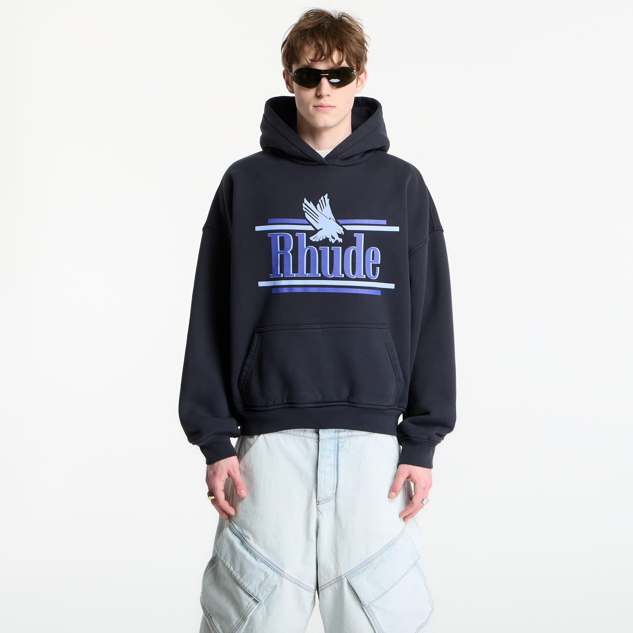 Rhude Sweatshirt Rossa Hoodie Vintage Black/ Blue A Bărbaţilor Mare