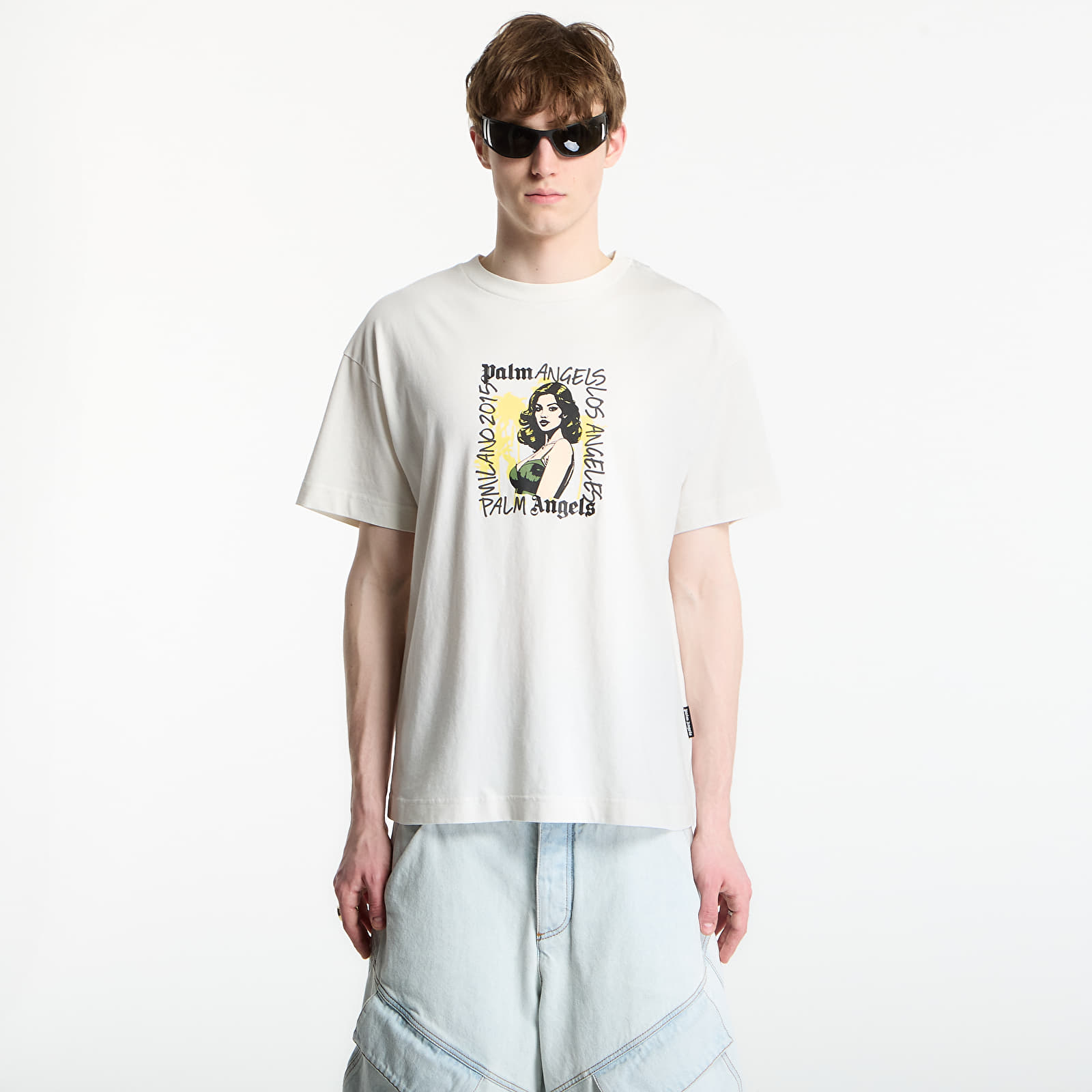 Vyriški marškinėliai Palm Angels Pinup Regular T-Shirt UNISEX White/ Green