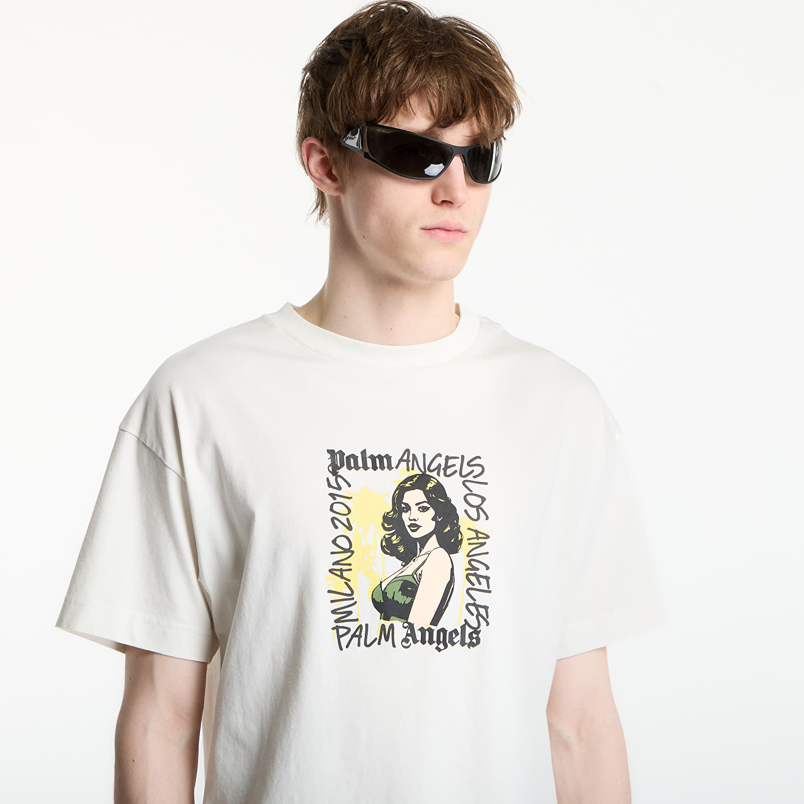 Vyriški marškinėliai Palm Angels Pinup Regular T-Shirt UNISEX White/ Green