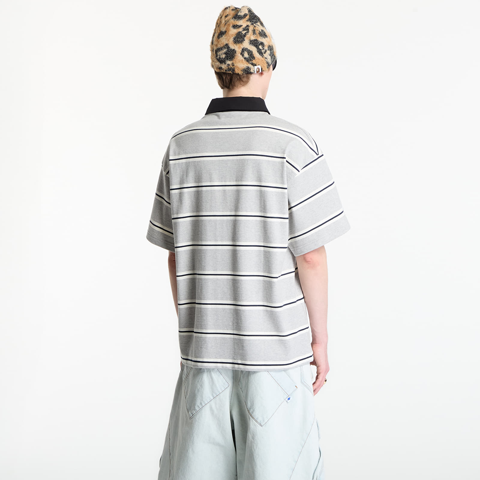 Pánská trička Palm Angels Palm Sport Stripes Polo S/S UNISEX Navy Blue/ White