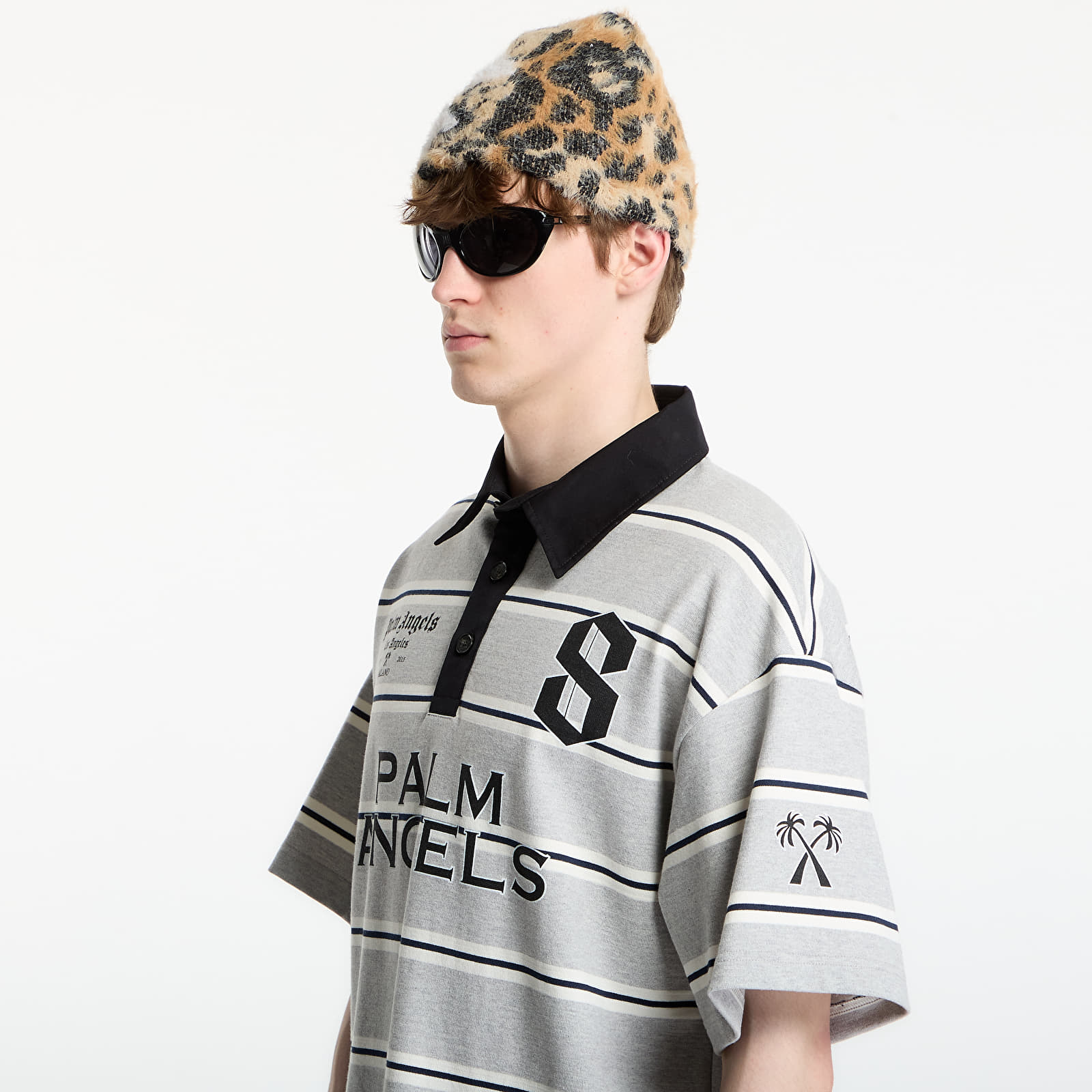 Pánská trička Palm Angels Palm Sport Stripes Polo S/S UNISEX Navy Blue/ White