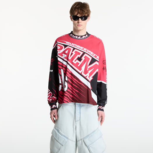 Тениска Palm Angels Racing Loose Long-Sleeved T-Shirt UNISEX White/ Navy Blue