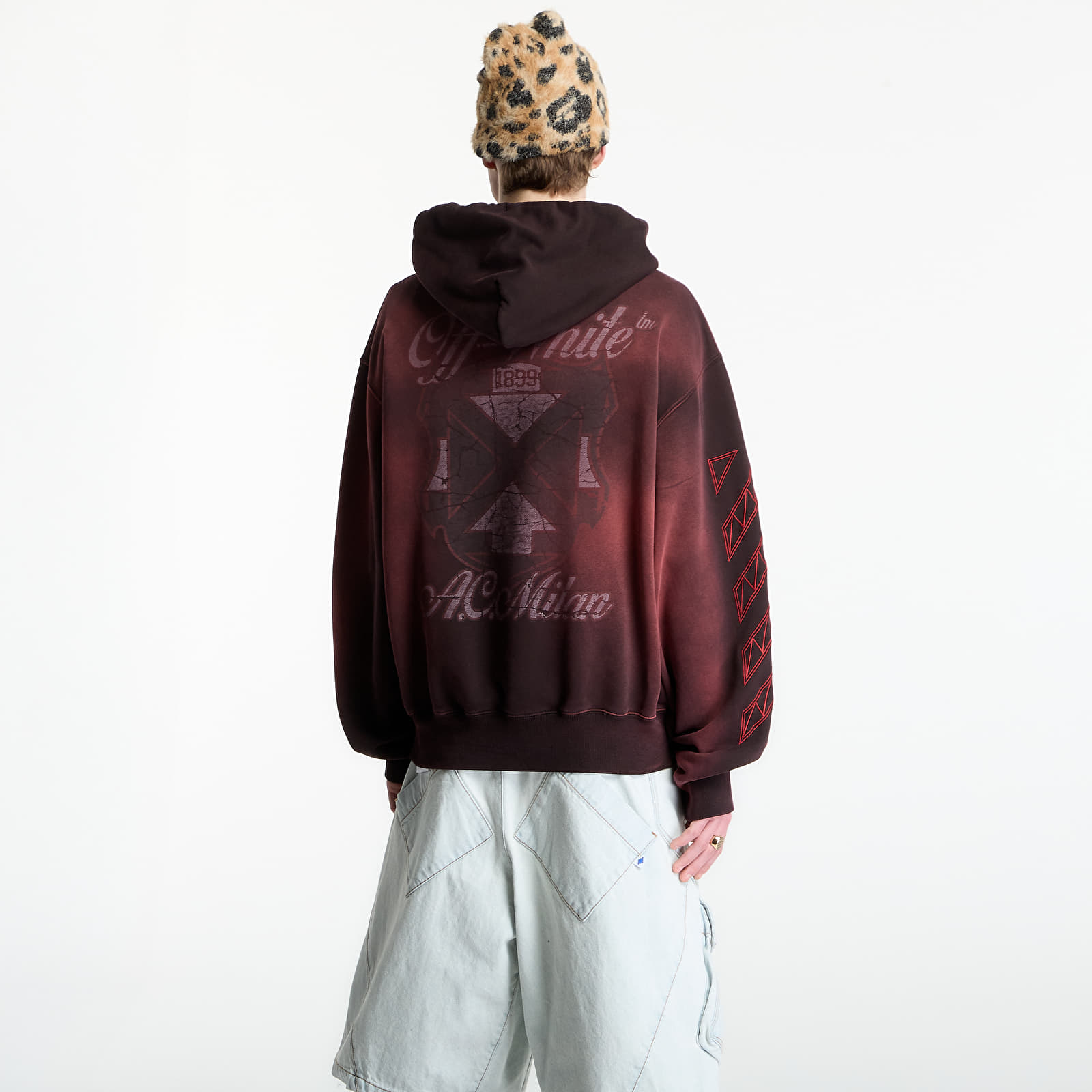 Mężczyźni Off-White x AC Milan Regular Hoodie UNISEX Black/ Red