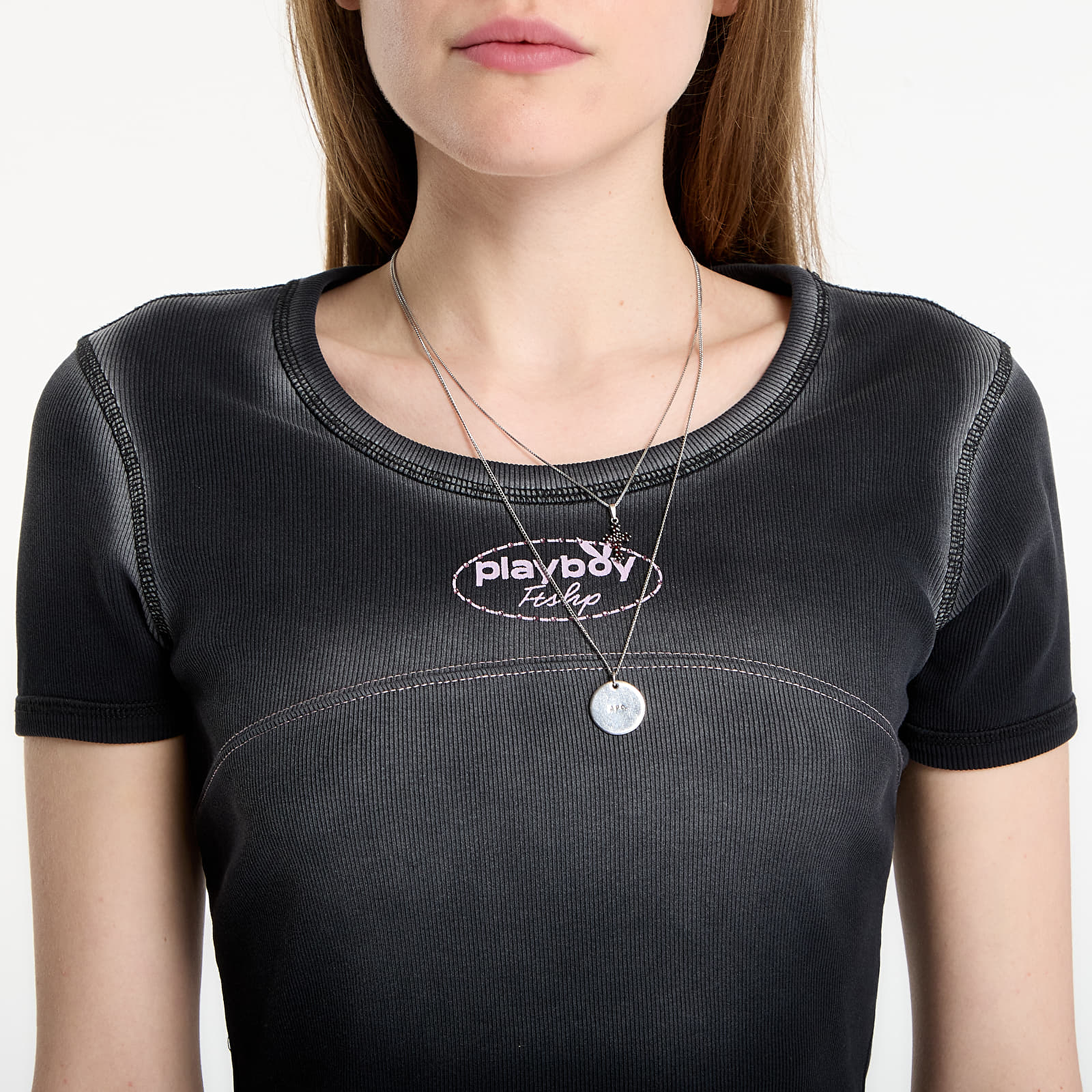 T-Shirts Playboy x FTSHP Girls Shrunk Tee Simple Logo Dark Grey