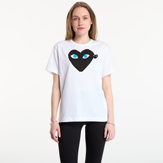Comme des Garçons PLAY T-Shirt Black Emblem Knit UNISEX White