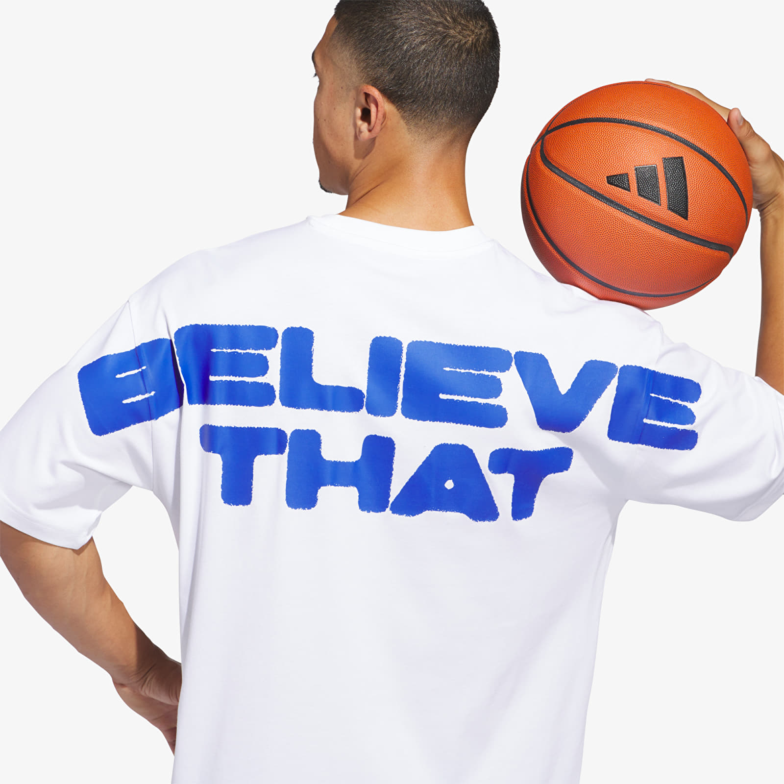 Marškinėliai adidas Anthony Edwards Believe That T-Shirt White/ Lucid Blue